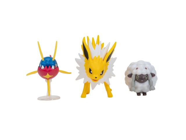 Set 3 figurine de actiune, Pokemon, Carvanha, Jolteon, Wooloo