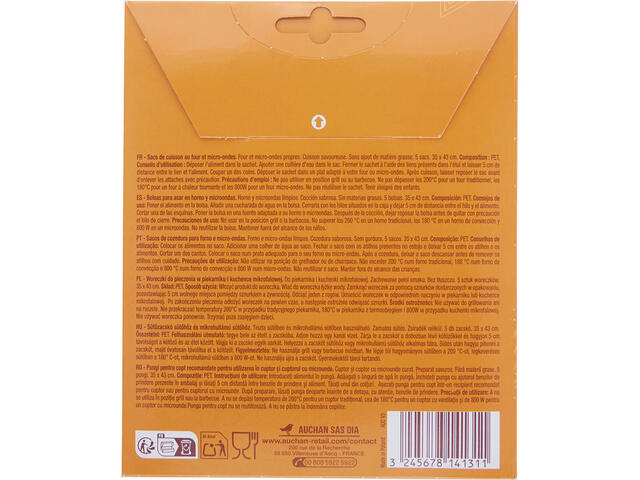 Pungi de copt Auchan, 2in1, 35x43cm, 5 pungi