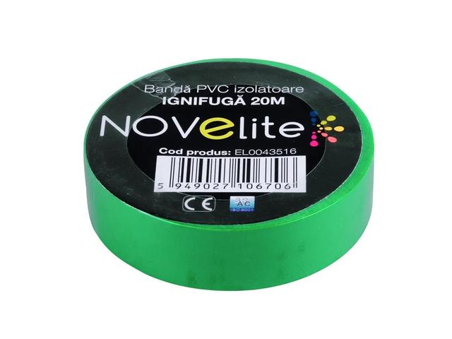 Banda izolatoare ignifuga PVC 20 m, verde, Novelite