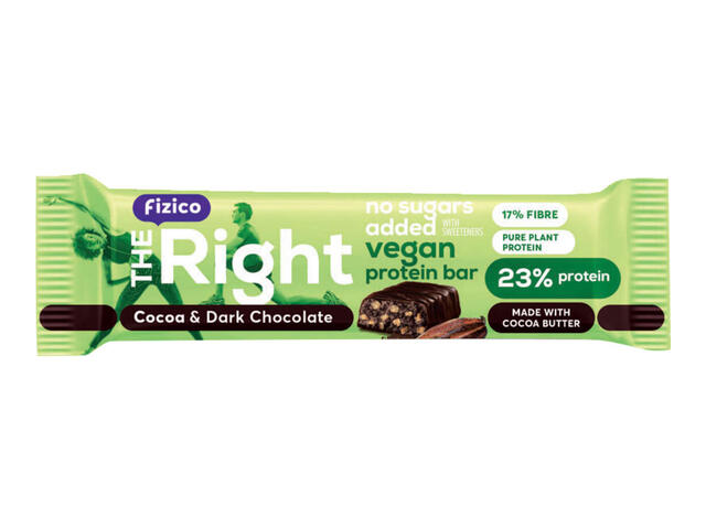 Fizico The Right Baton proteic Vegan cu cacao si ciocolata neaga 40g