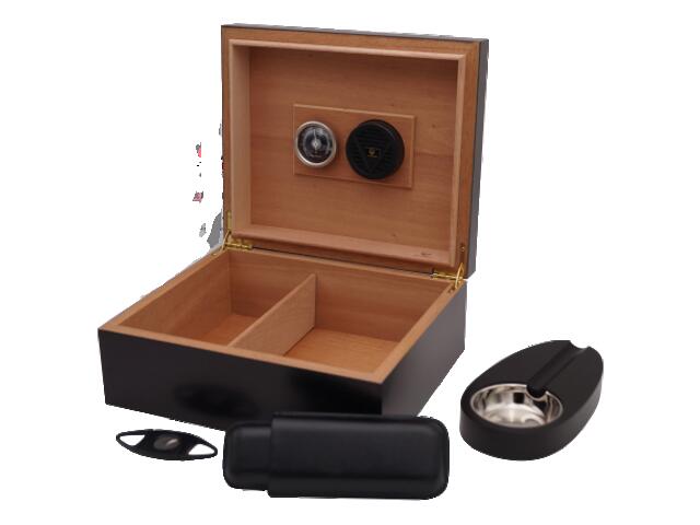 Humidor Set Black for 25 Cigars