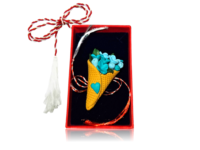 Cornet cu Flori - Martisor din Lut, HandMade in Romania