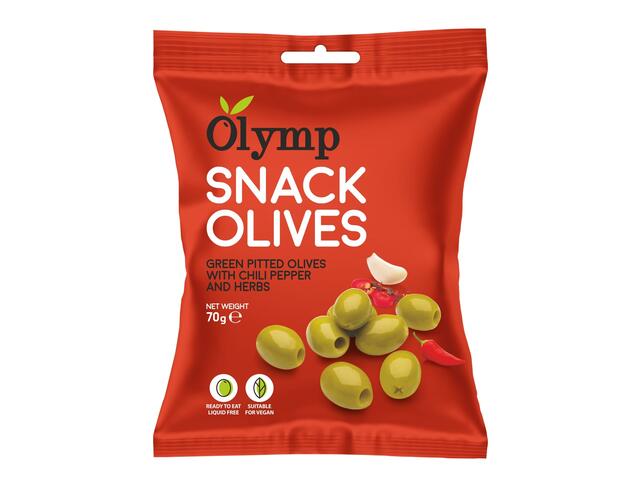 Mix masline kalamata si masline verzi fara samburi cu ierburi 70g, Olymp Snack