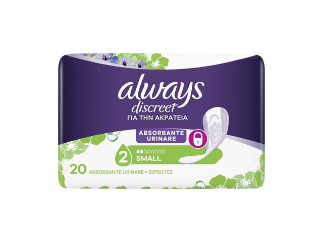 Absorbante pentru incontinenta urinara Always Discreet Pads, dimensiune small, 20 bucati