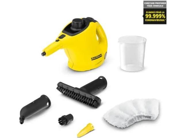 Aparat de curatat cu abur Karcher SC1, 1200W, 3Bar, 0.2L, incalzire 3min, Galben