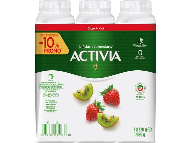 Iaurt de baut capsuni kiwi Activia 3x320g