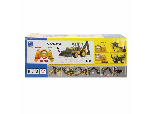Buldoexcavator cu telecomanda, New Ray, Volvo BL71, 1:18