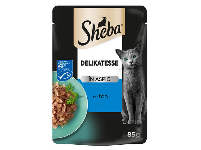 Sheba Delikatesse hrana umeda pentru pisici adulte, cu ton in aspic 85 g