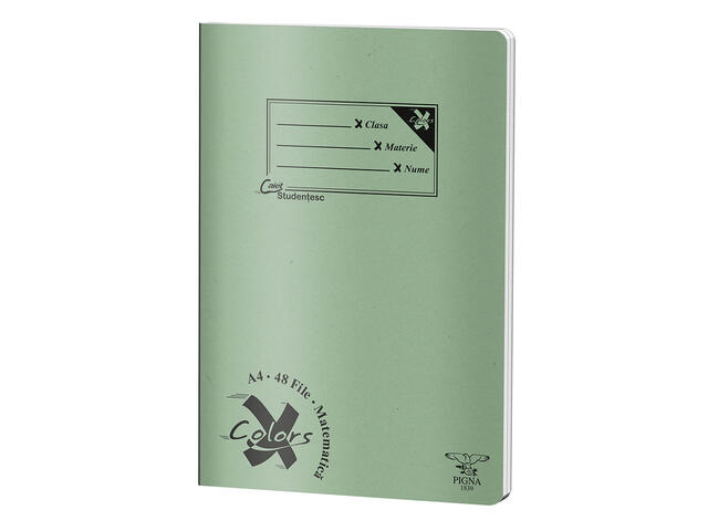 Caiet capsat Pigna Basic cu 48 de file A4, matematica, diverse culori