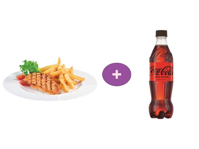 Meniu piept de pui 270G + 4.50 lei/buc pret special pentru Coca Cola 500 ML