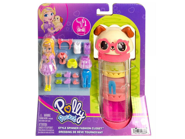 Mini papusa fashion cu haine de schimb si pantofi Polly Pocket, HKW06