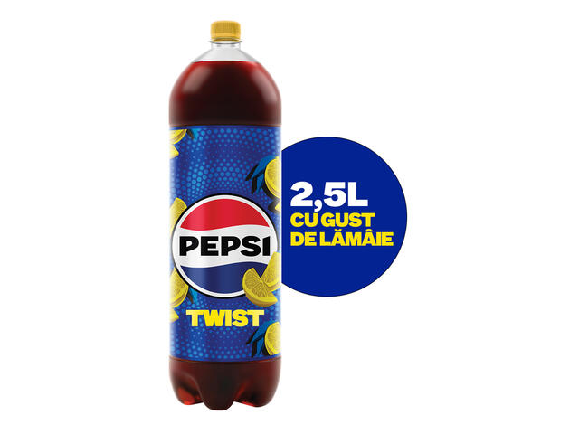 Pepsi Twist, bautura cu aroma de cola si suc de lamaie, pet, 2.5L