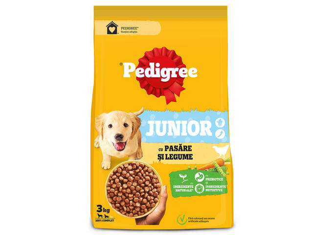 Pedigree hrana uscata cu pasare si legume pentru caini juniori 3kg