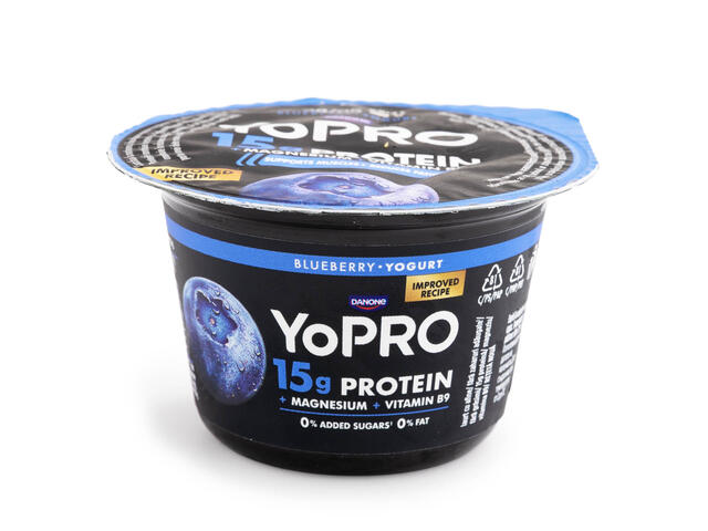 Produs Lactat Fermentat Cu Afine si indulcitori, Bogat in Proteine, 0.1% Grasime, 160G