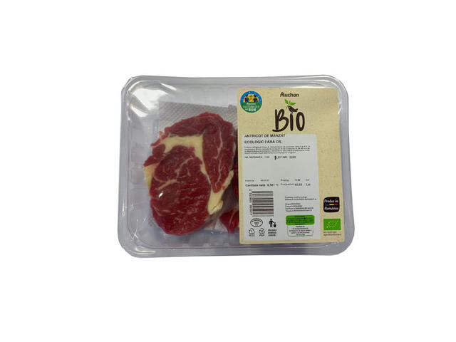 Antricot de manzat ecologic fara os Auchan Bio, +/- 1 kg