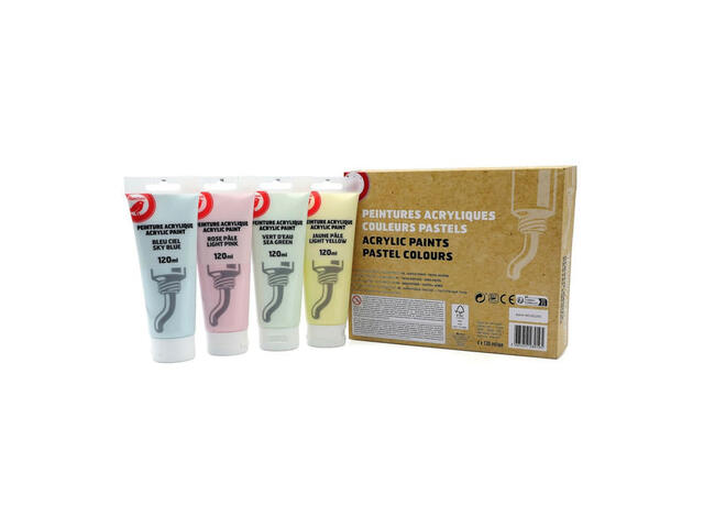 Set culori acrilice pastel Auchan, 4 x 120 ml