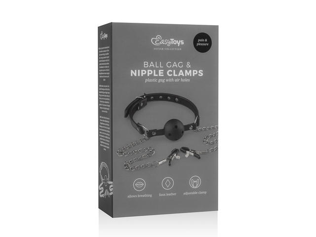 Calus De Gura EasyToys Ball Gag With Nipple Clamps