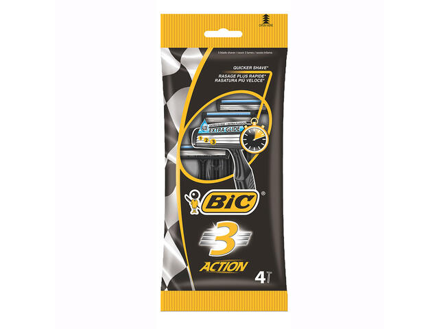 Aparat de ras dispozabil pentru barbati BIC Action cu 3 lame, pachet 4 bucati