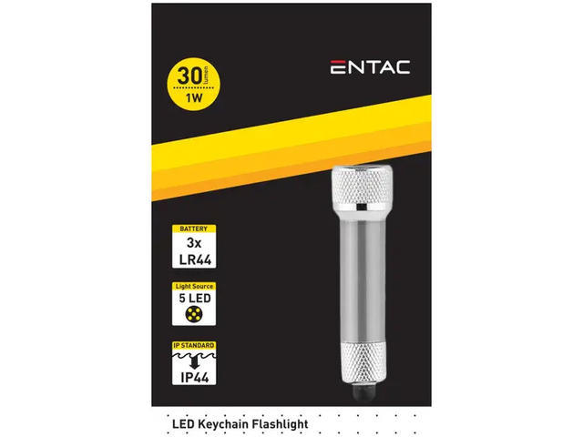 Lanterna cu breloc si 5 LED-uri Entac, 30 lumen, IP44, 1 W, Argintiu