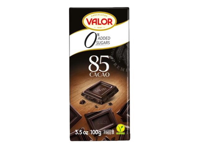 Valor ciocolata neagra fara gluten fara zahar 85% cacao 100 g