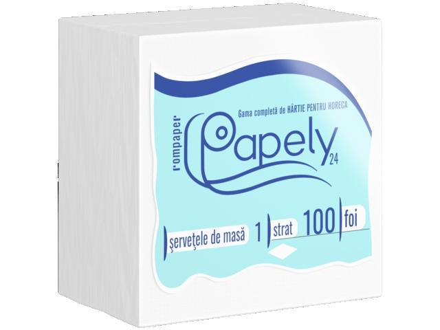 Set 100 servetele Papely Rom Paper, 1 strat, 24x24 cm, Alb