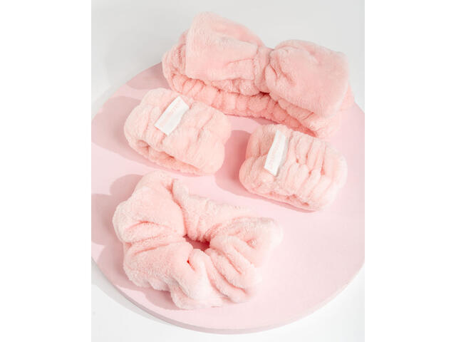 Set pentru cadou Brushworks The Classic Cleansing Set: bentita pentru machiaj + elastic de par + benzi pentru incheieturi