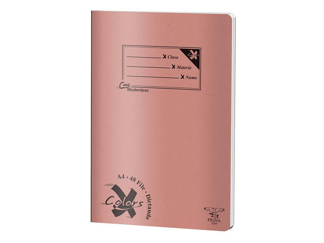 Caiet capsat Pigna Basic cu 48 de file A4, dictando, diverse culori