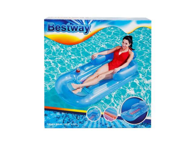 Saltea gonflabila cu spatar, Bestway, Bleu, 161 x 84 cm