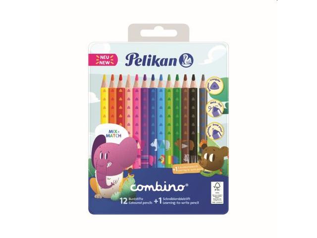 Creioane colorate, 12bucati, Pelikan, Combino, cutie metal