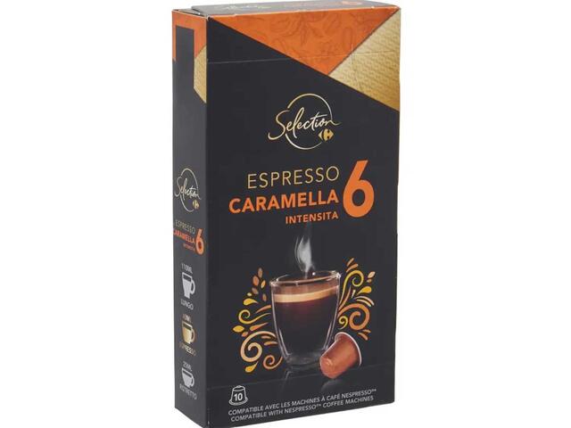 Capsule Espresso Caramel Carrefour Selection, Intensitate 6, Compatibile Cu Nespresso, 52G