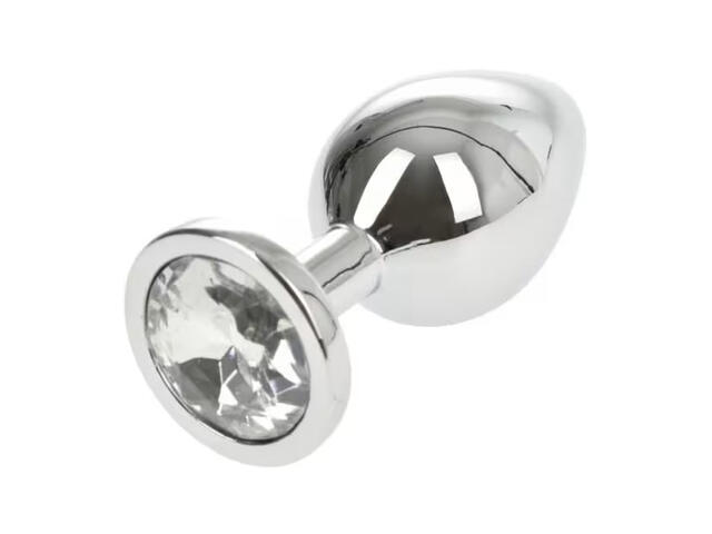 Dildo Anal Metalic Large With Diamond Clear