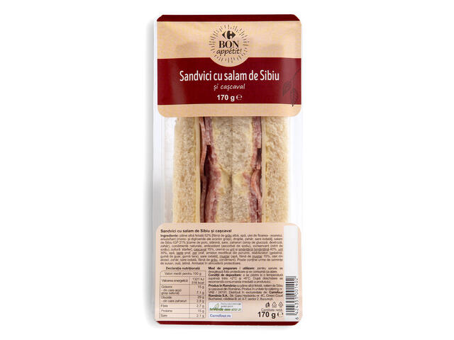 Sandwich cu salam Sibiu 170g Carrefour