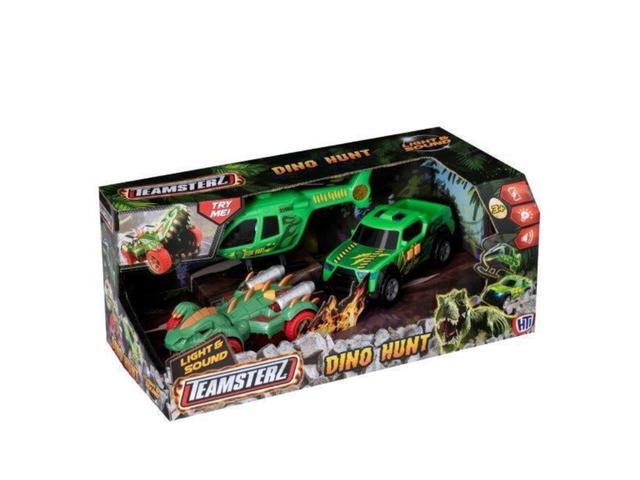 Set elicopter, masina si dinozaur, Teamsterz, cu lumini si sunete