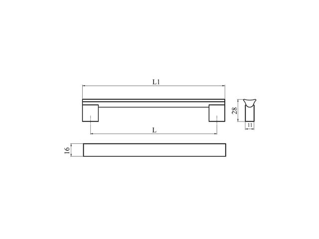 Maner aluminiu AA627 160 mm, negru anodizat