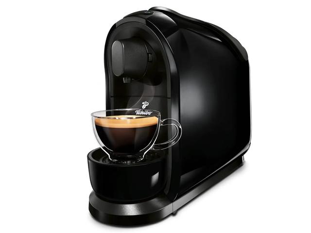 Espressor cu capsule Tchibo Pure, Rezervor apa 1 L + pachet capsule Tchibo Cafissimo Premium Collection, 60 capsule Black