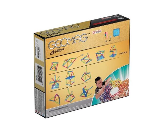 Joc de constructie magnetic Geomag Glitter, 30 piese