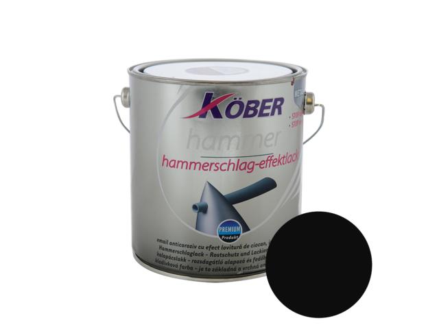 Vopsea alchidica pentru metal Kober 3 in 1 Hammer,interior/exterior, negru, 2.5 l