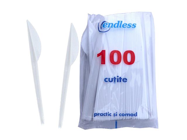 Set 100 cutite de unica folosinta, plastic, alb