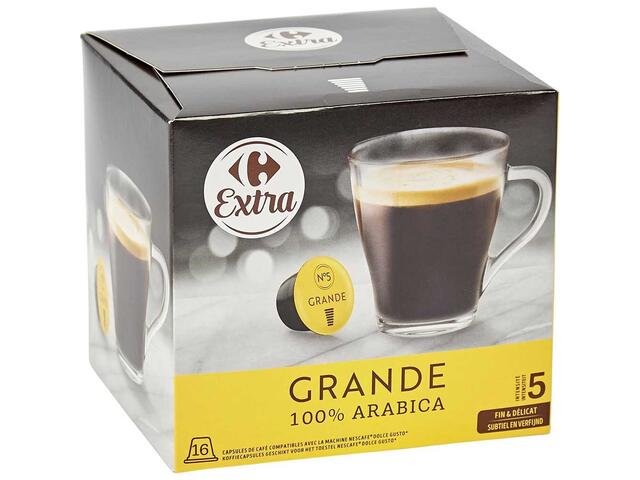 Capsule De Cafea Carrefour Extra Grande 100% Arabica ,Intensitate 5, 16 Capsule, 112G