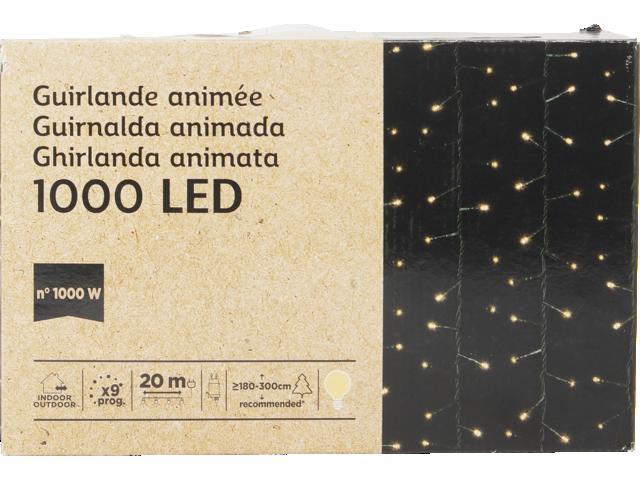 Instalatie luminoasa pentru interior/exterior, 1000 LED, 20 m, Alb cald