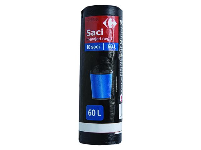 Saci menajeri  Carrefour, negri 60L, 10bucati/rola