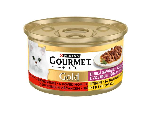 Gourmet Gold Duo Hrana umeda pentru pisici cu vita si pui 85 g