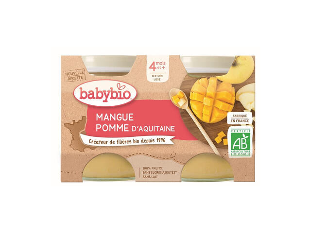 Piure de mere si mango Babybio, 2 x 130g