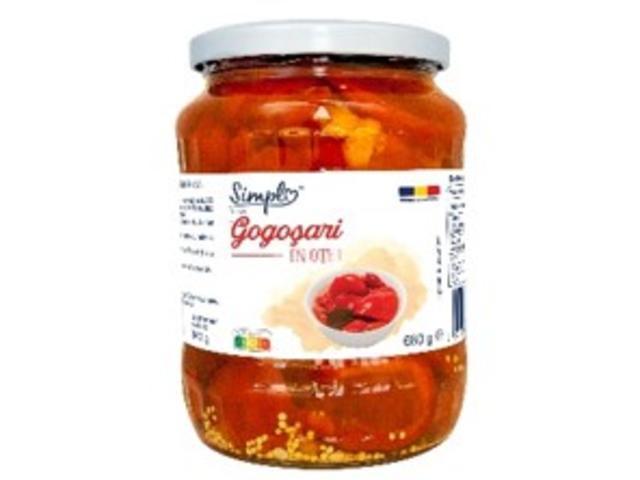 Ardei gogosari, taiati sferturi, in otet 680g Simpl