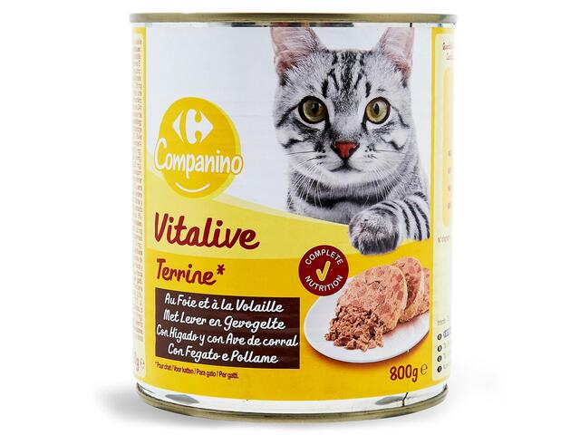 Pate pisici Carrefour Companino, cu gust de pasare 800g