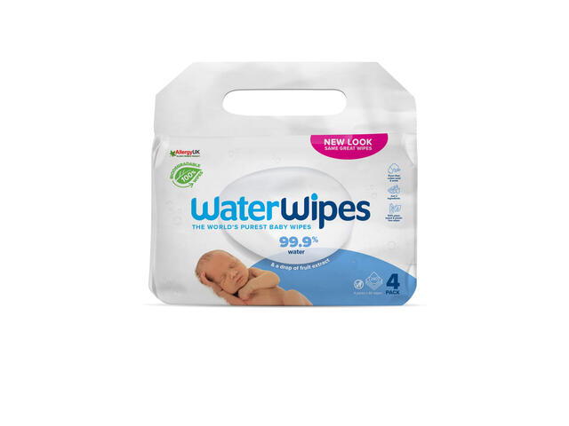 Servetele umede Biodegradabile Water Wipes, 4 pachete x 60 buc, 240 buc