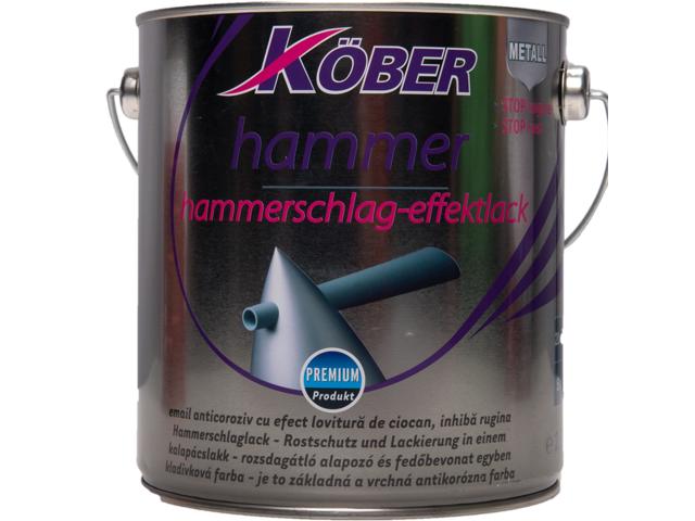 Vopsea alchidica pentru metal Kober 3 in 1 Hammer,interior/exterior, verde, 2.5 l
