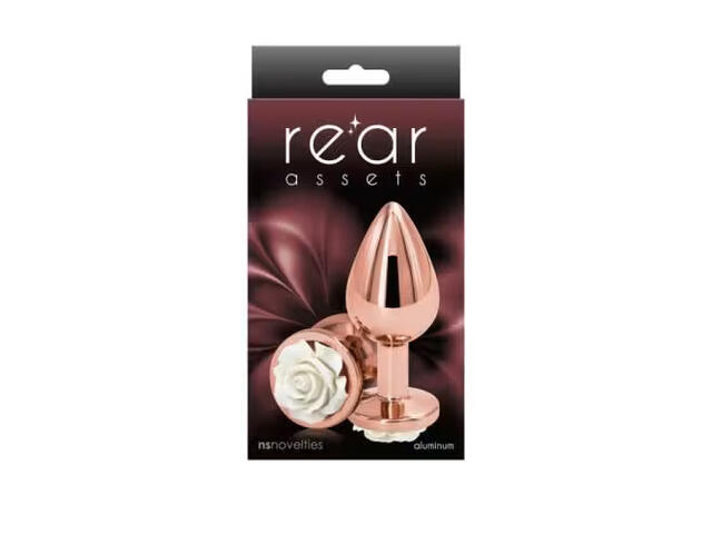 Dildo Anal Metalic Rear Assets Rose Gold White Medium