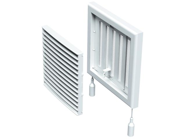 Grila cu jaluzele reglabile Vents, plastic, alb, 186 x 142 mm