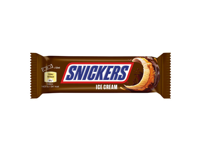 Snickers Ice Cream inghetata cu arahide si caramel moale cu glazura de cacao 53 ML